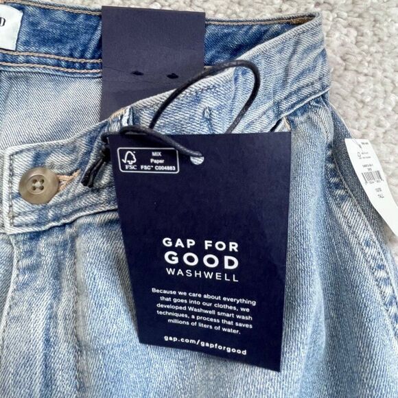 Gap High Rise Wide Leg Crop Jean Light Indigo Wash Womens 10/30 Tall NEW - Picture 6 of 10